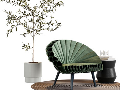 现代花朵休闲椅子 边几