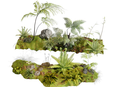 新中式花草 石头 景观园艺小品