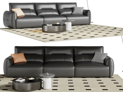 现代多人沙发 茶几组合3d模型 现代多人沙发 茶几组合