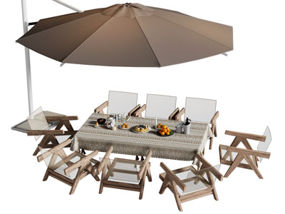 现代户外遮阳伞 休闲餐桌椅组合