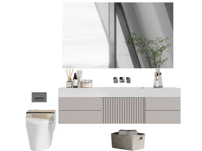 现代洗手台 镜子 浴室柜 马桶