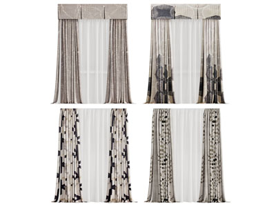 现代窗帘窗纱3d模型 现代窗帘窗纱