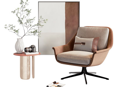 现代休闲椅子 边几 地画