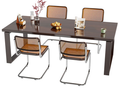 现代长方形餐桌椅组合