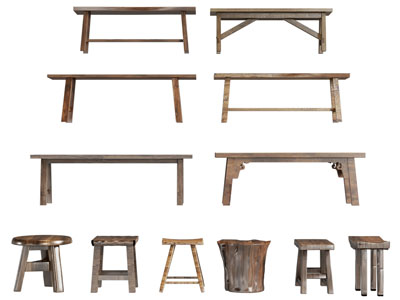 新中式长凳子 方凳子 圆凳子