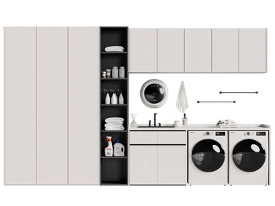 现代阳台洗衣机收纳柜