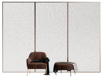 现代锤纹玻璃隔断 单人沙发 沙发凳