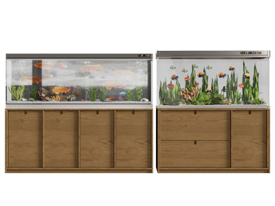 现代实木收纳柜鱼缸水族