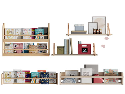 现代实木墙面书籍收纳架 墙饰