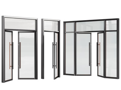 现代办公玻璃双开门 平开门3d模型 现代办公玻璃双开门 平开门