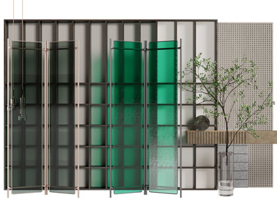 现代轻奢玻璃屏风3d模型 现代轻奢玻璃屏风