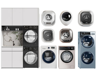 现代阳台洗衣机收纳柜