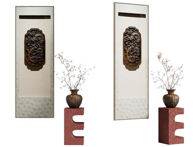 新中式装饰挂画 花瓶花卉摆件