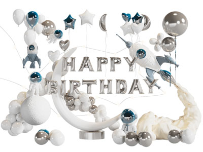 现代气球生日美陈 背景墙