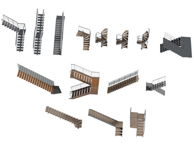 工业风loft旋转楼梯3d模型 工业风loft旋转楼梯