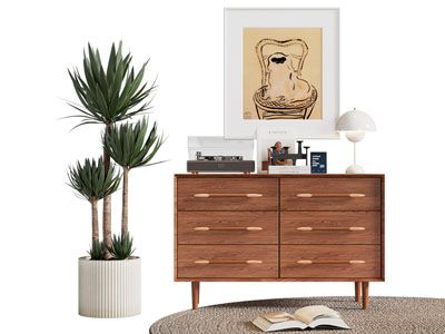 现代中古风玄关柜 边柜3d模型 现代中古风玄关柜 边柜