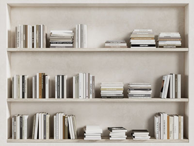 现代嵌入墙体的书柜