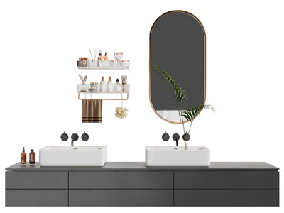 现代双盆洗手台 镜子 卫浴小件