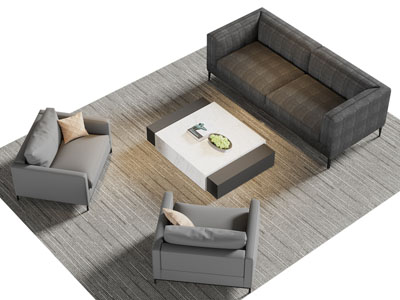 现代双人沙发 单人沙发和茶几组合