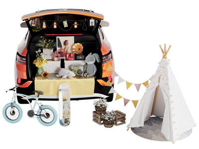 现代汽车后备箱美陈 集市 帐篷