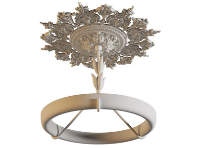 法式雕花灯盘 吊灯3d模型 法式雕花灯盘 吊灯