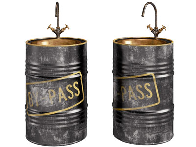 工业风loft油桶造型立式洗手台 水龙头