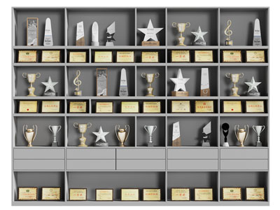 现代奖状 奖牌 奖杯荣誉装饰柜