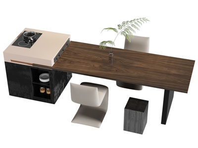 现代中古风吧台餐桌椅组合