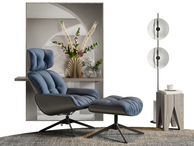 现代休闲椅子 脚踏 落地灯