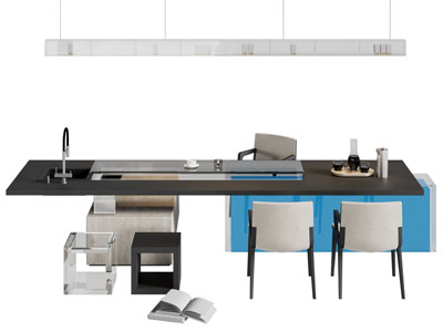 现代拼接亚克力吧台餐桌椅组合