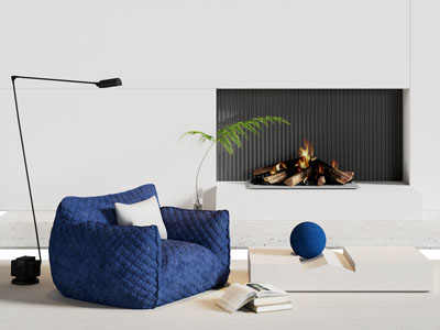 现代布艺懒人沙发 落地灯 壁炉火炉