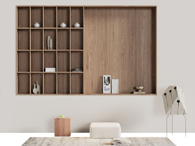 现代中古风墙面装饰柜 落地灯