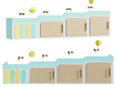 现代幼儿园洗手台 洗手池