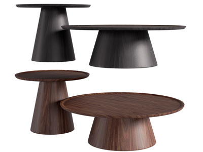 现代圆形实木茶几边几3d模型 现代圆形实木茶几边几