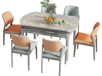现代大理石餐桌椅组合
