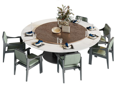 现代圆形餐桌椅组合