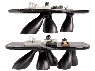 现代长方形茶几3d模型 现代长方形茶几