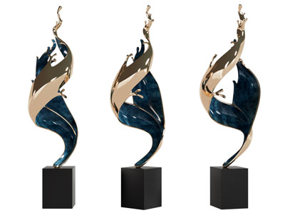 新中式水花雕塑雕刻 摆件组合3d模型 新中式水花雕塑雕刻 摆件组合