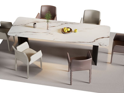 现代大理石餐桌椅组合