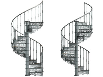 法式铁艺雕花旋转楼梯3d模型 法式铁艺雕花旋转楼梯