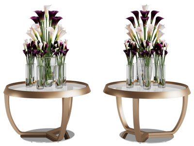 现代圆形玻璃边几角几 花瓶花卉