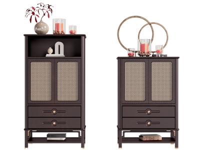 侘寂风中古风玄关柜 边柜3d模型 侘寂风中古风玄关柜 边柜