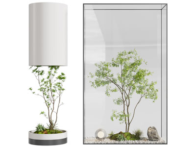 现代花草植物 石头室内景观园艺小品