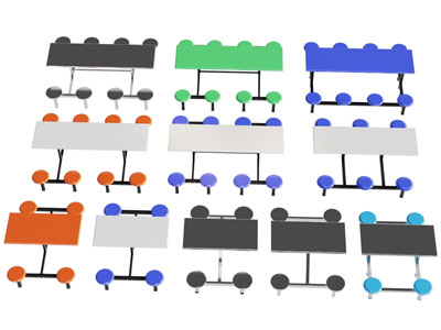 现代食堂固定餐桌椅组合