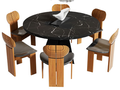 现代圆形餐桌椅组合