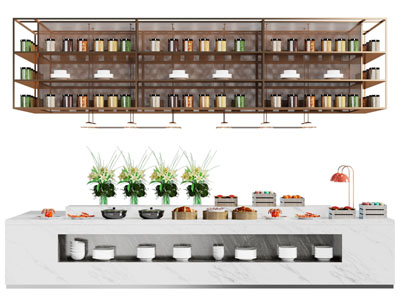 现代自助餐取餐台 调料台 餐厅吊架