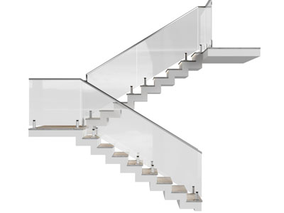 现代玻璃扶手转角旋转楼梯3d模型 现代玻璃扶手转角旋转楼梯