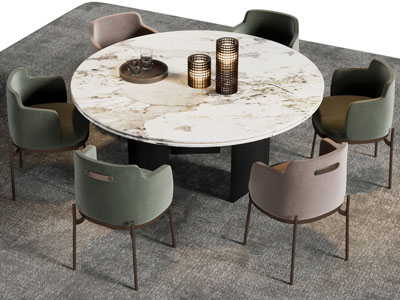 现代圆形餐桌椅组合