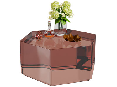 现代多边形茶几 摆件组合3d模型 现代多边形茶几 摆件组合