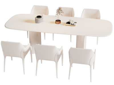 现代奶油风餐桌椅组合